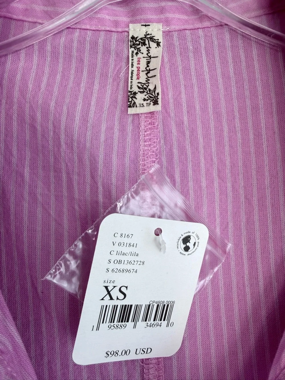 Free People Striped Jomo Romper by Intimately Lilac Combo XS NWT Pink Sleeveless - Picture 8 of 16